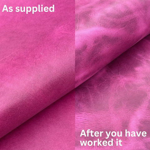 CRAZYHORSE SHOULDER LEATHER 2.0-2.2mm | POP PINK WAXED